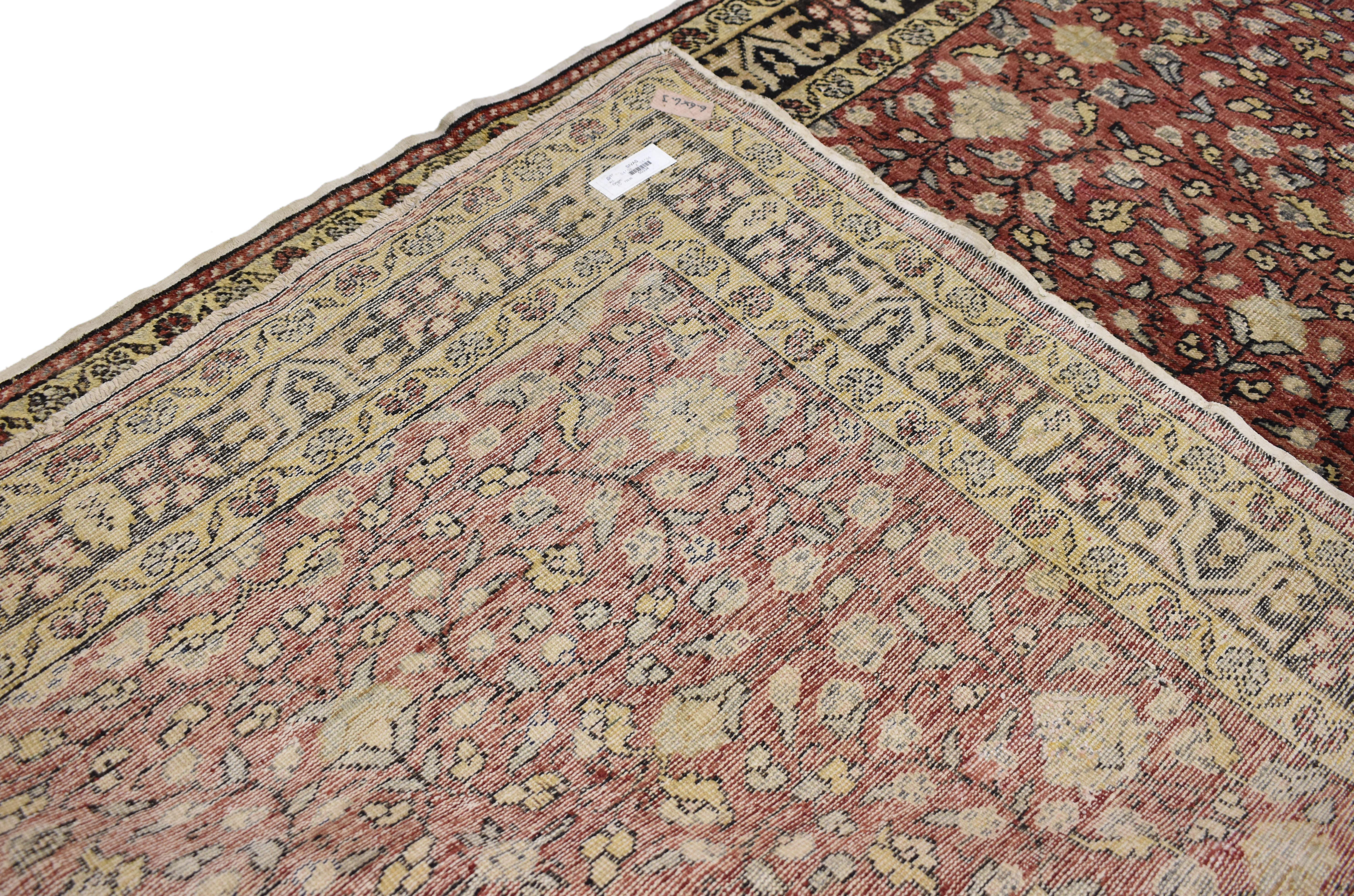20th Century Distressed Vintage Turkish Sivas Rug with Shabby Chic Rustic Art Nouveau Style For Sale