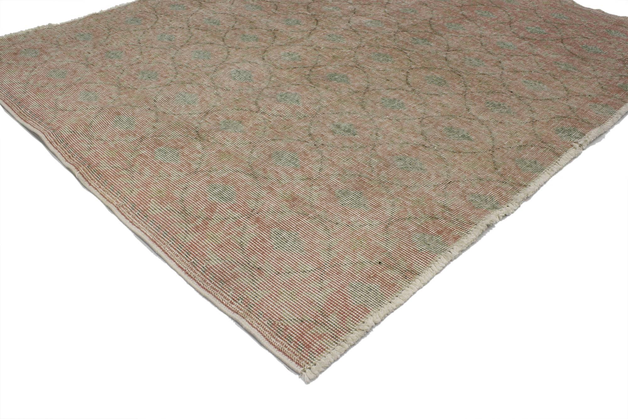 Modern Distressed Vintage Turkish Sivas Rug with Shabby Chic Rustic Farmhouse Style For Sale