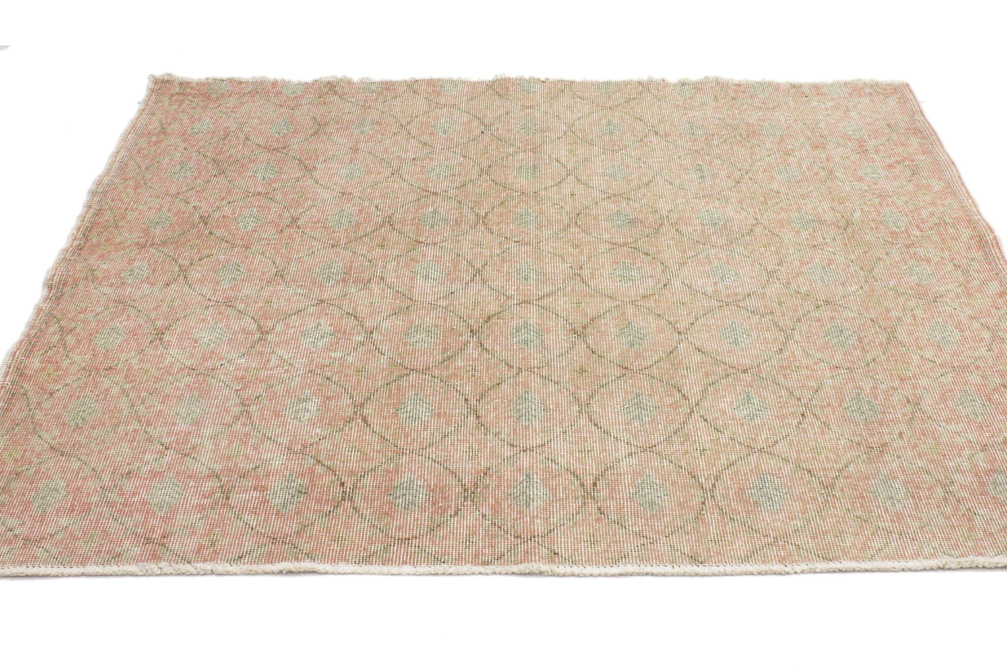 Rustic Distressed Soft Pink Vintage Turkish Sivas Rug For Sale