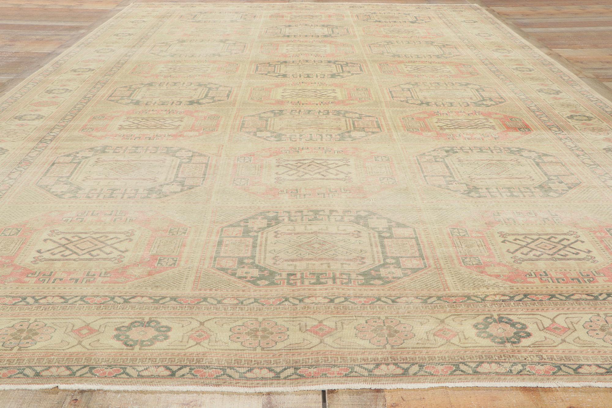 Rustic Vintage Turkish Sivas Rug with Faded Earth-Tone Colors For Sale 1