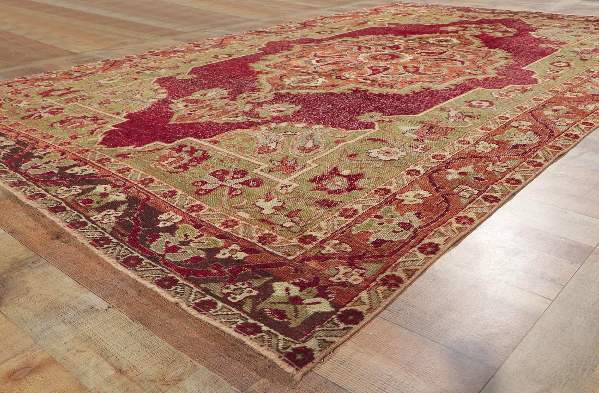 20th Century Distressed Vintage Turkish Sivas Rug with Traditional Style For Sale