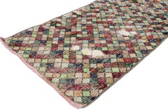 Zeki Muren Distressed Vintage Turkish Sivas Runner with Art Deco Style