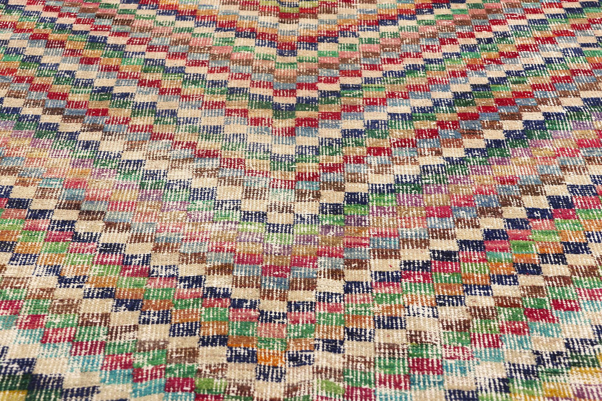 Zeki Muren Vintage Turkish Sivas Rug In Distressed Condition For Sale In Dallas, TX