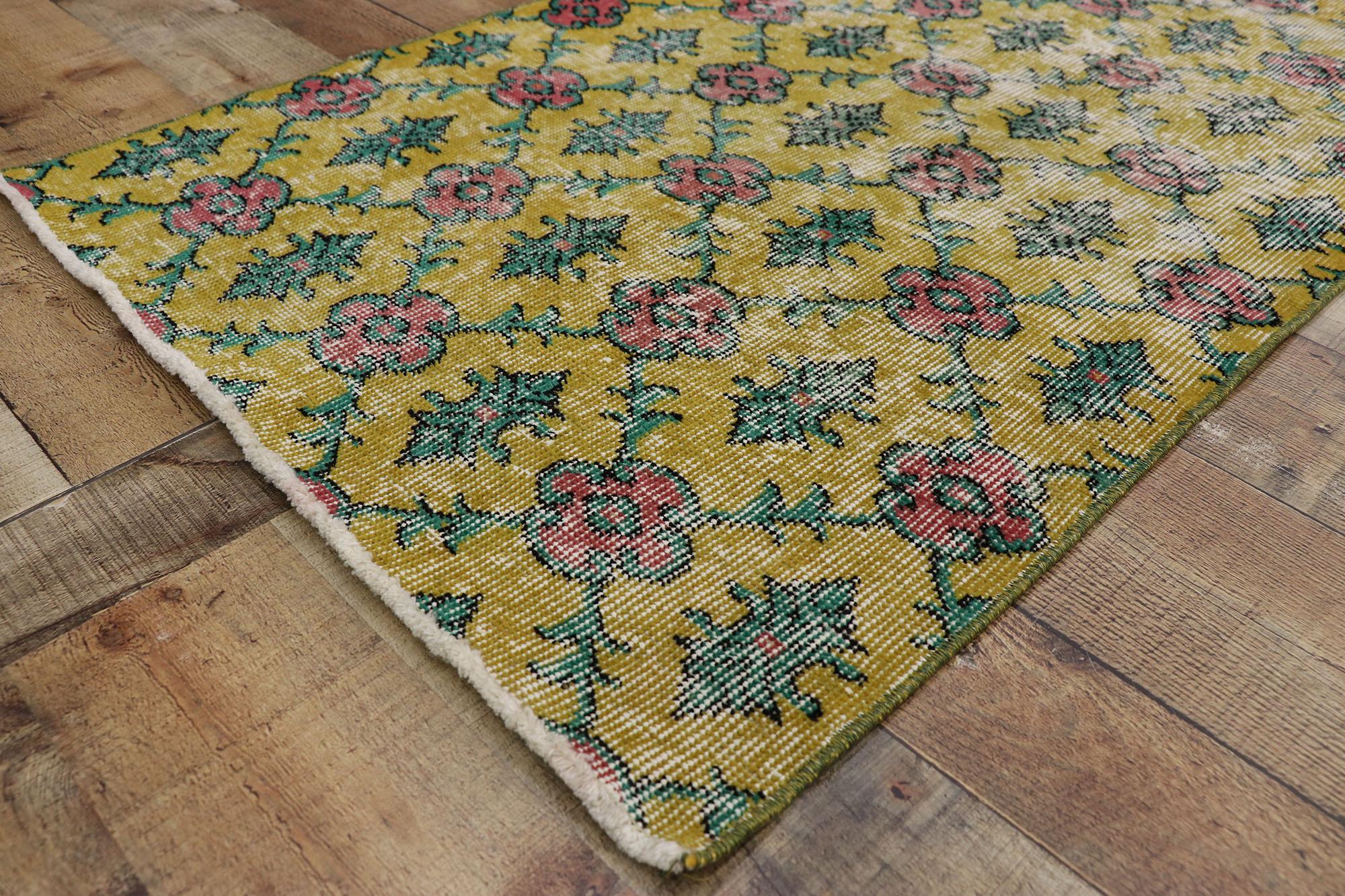 Distressed Vintage Turkish Sivas Runner with Rustic French Country Style For Sale 2