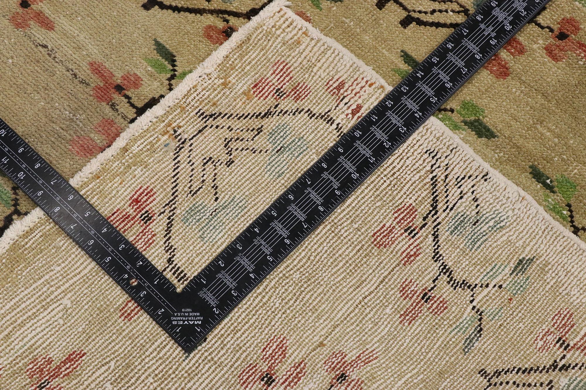 Distressed Vintage Turkish Sivas Runner with Romantic Arts & Crafts Style In Distressed Condition In Dallas, TX