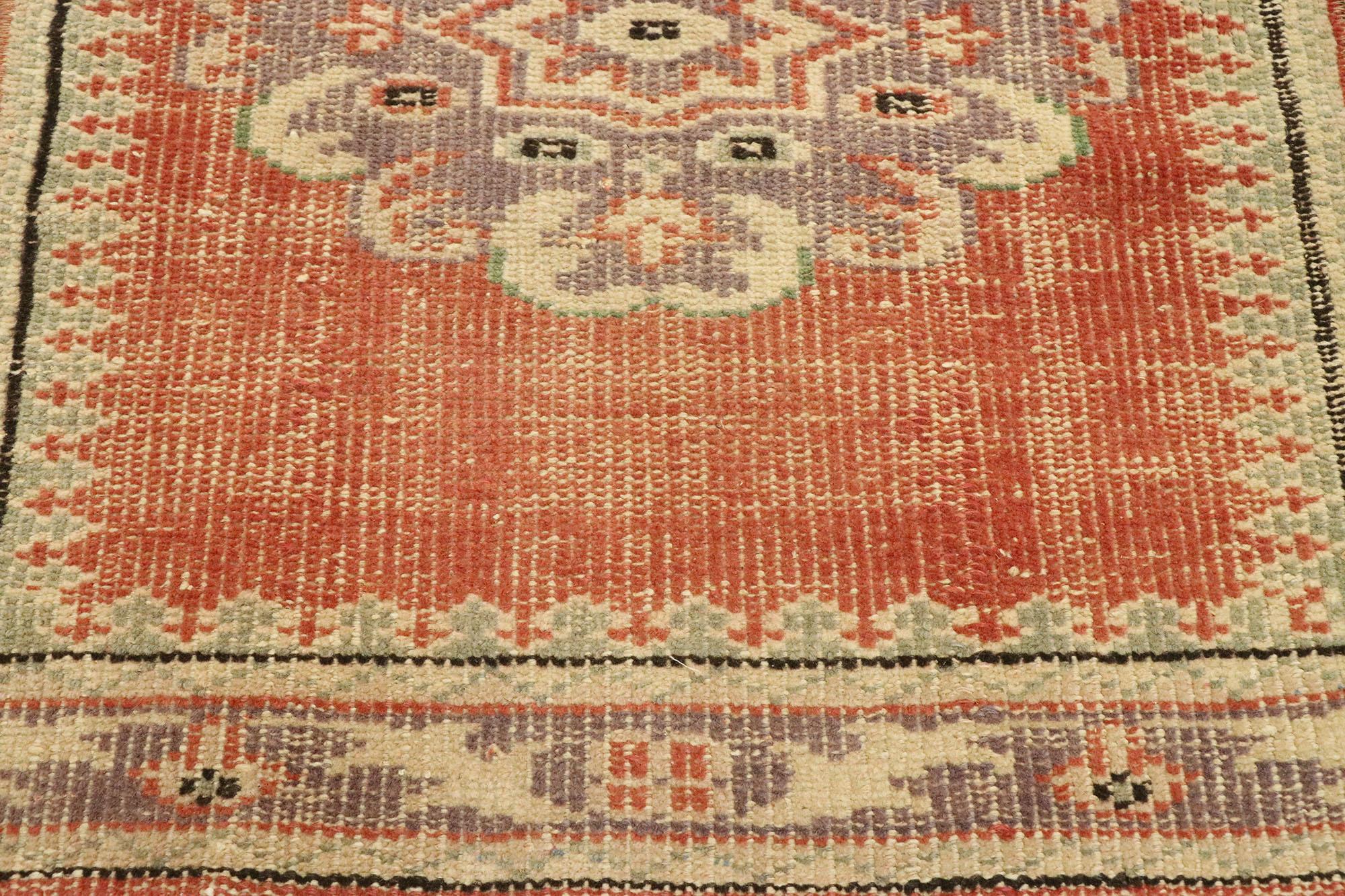 Hand-Knotted Distressed Vintage Turkish Sivas Runner with Romantic Northwestern Artisan Style For Sale