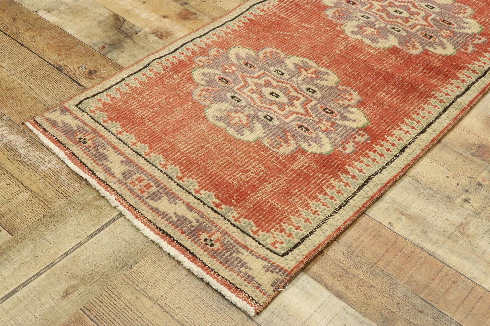 Wool Distressed Vintage Turkish Sivas Runner with Romantic Northwestern Artisan Style For Sale