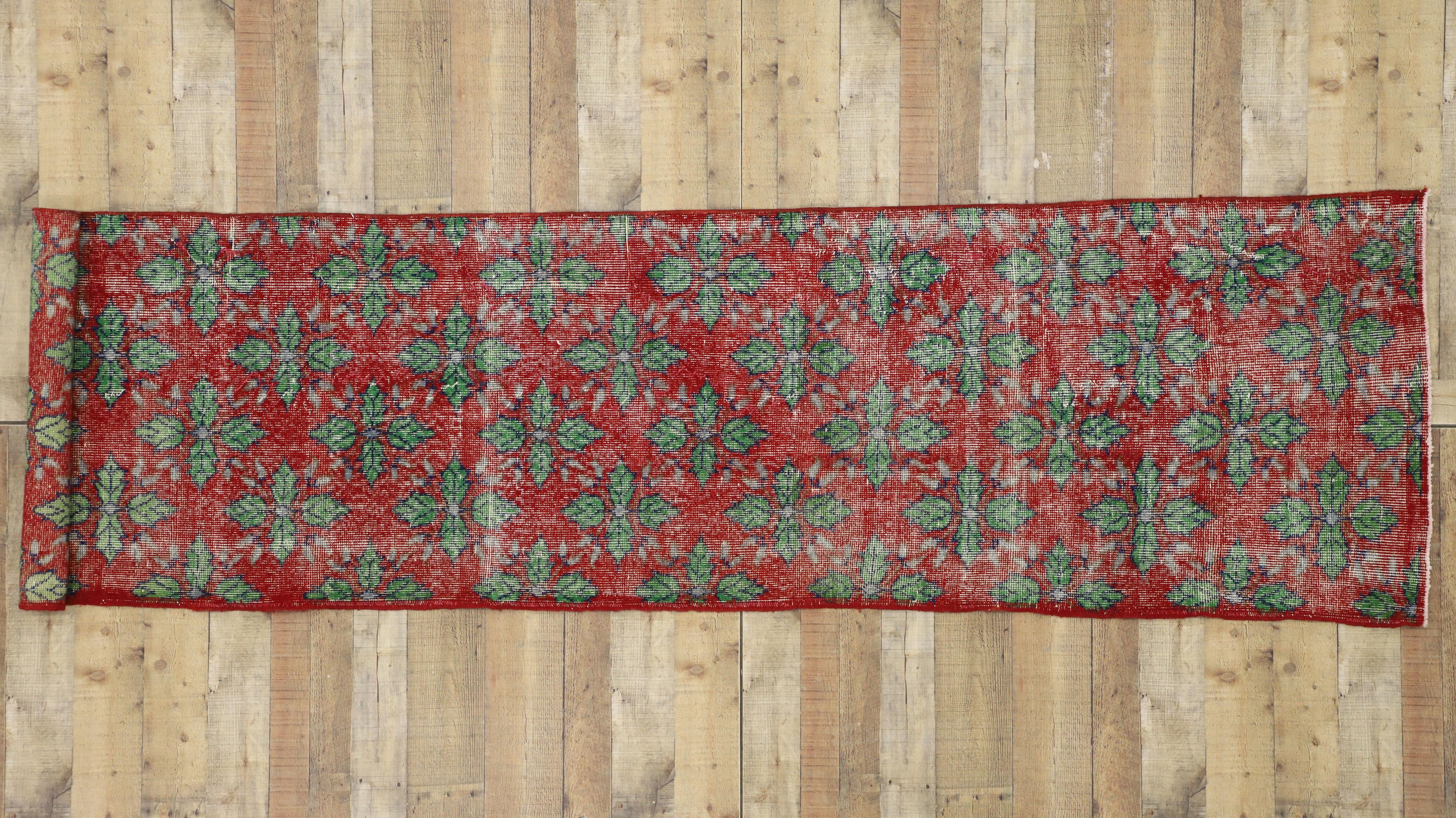 Distressed Vintage Turkish Sivas Runner with Rustic English Tudor Cottage Style For Sale 5