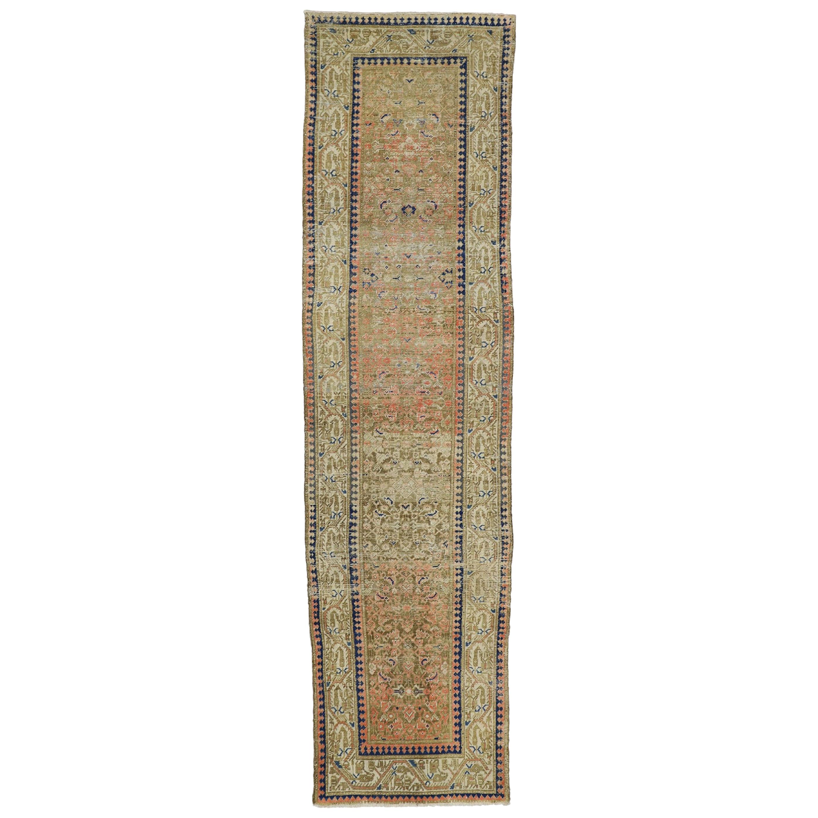 Distressed Vintage Turkish Sivas Runner with Rustic Pacific Northwest Style For Sale