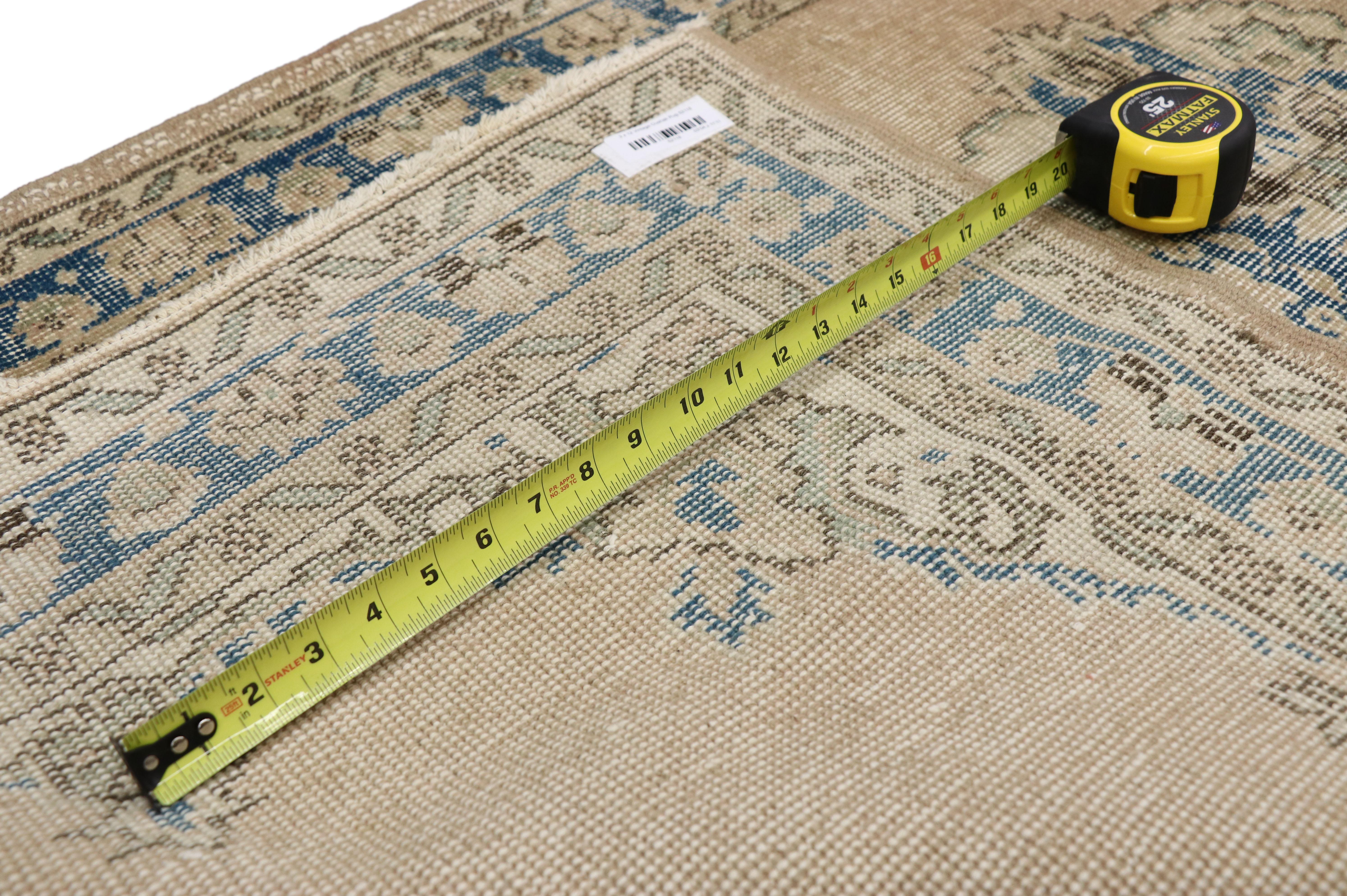 Hand-Knotted Distressed Vintage Turkish Sivas Runner with Gustavian Farmhouse Style For Sale