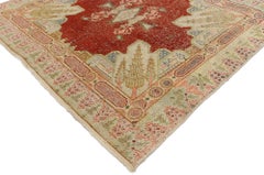 Distressed Vintage Turkish Sivas Silk Rug with Romantic French Art Deco Style