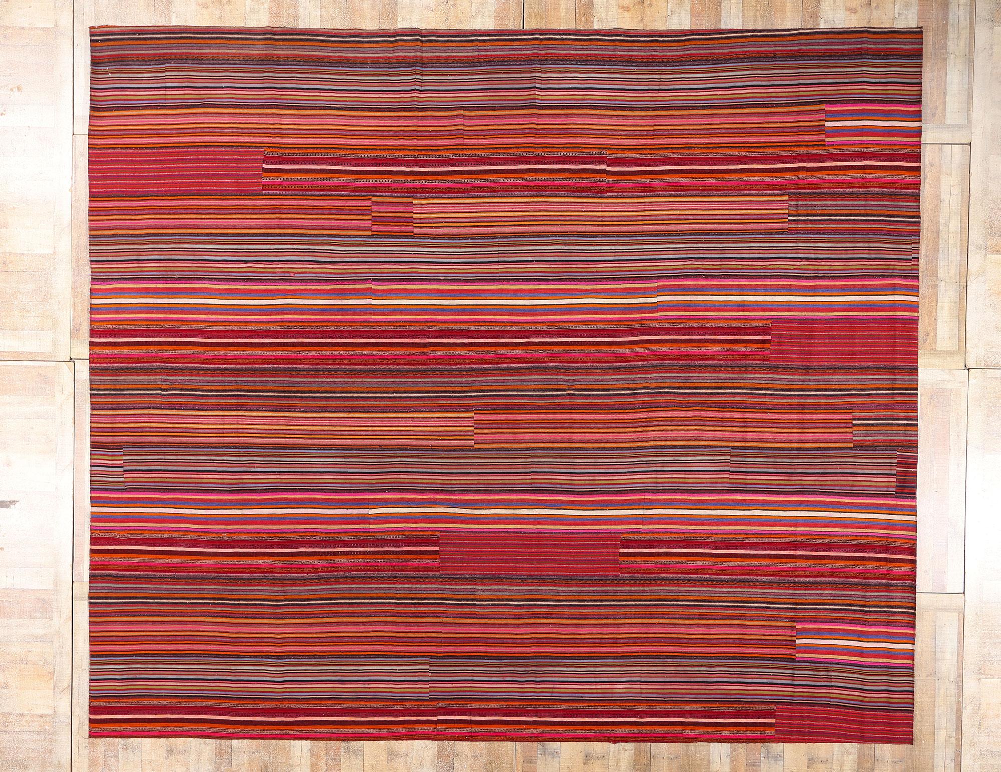 Tappeto turco Rug & Kilim a righe degli anni '60 con stile moderno e rustico Cabine in vendita 2