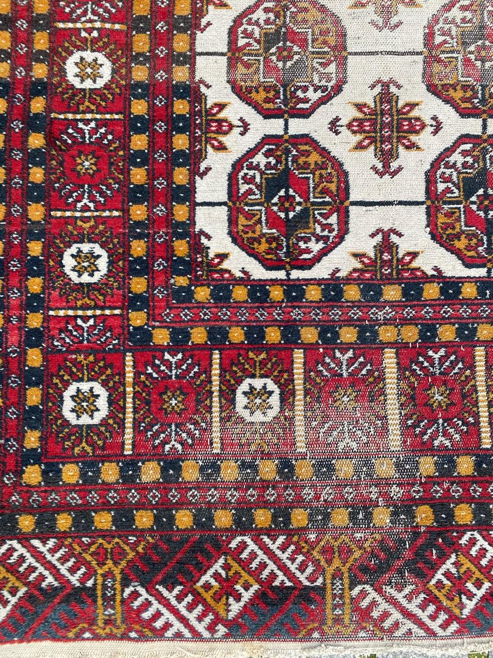 Rustic Distressed Vintage Turkmen Afghan Rug
