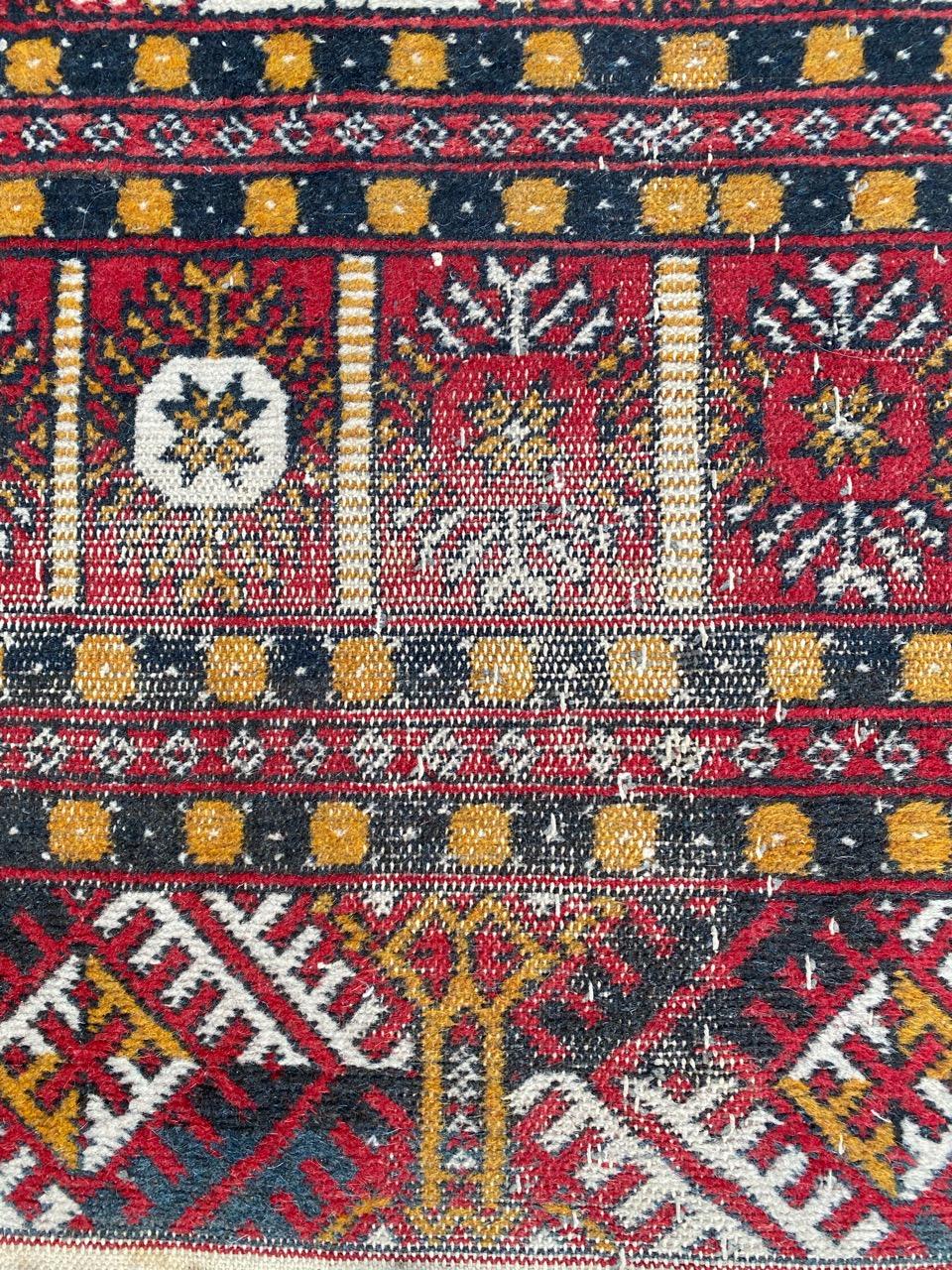 Hand-Knotted Distressed Vintage Turkmen Afghan Rug