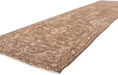 Distressed Vintage Warm Earth-Tone Persian Hamadan Carpet
