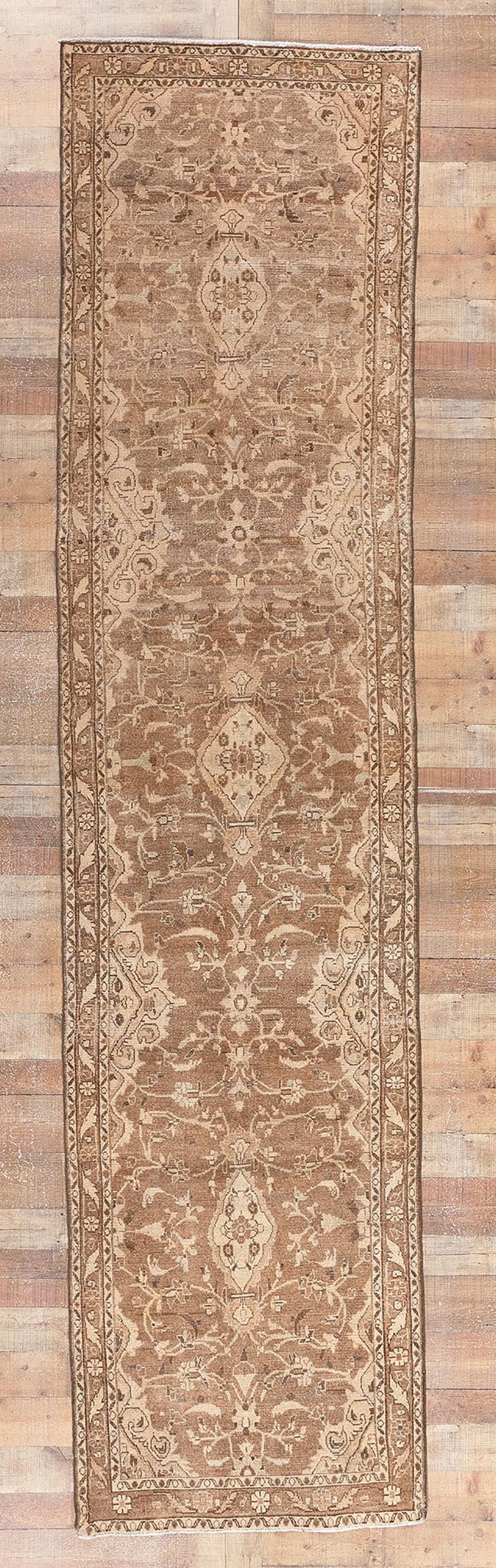 Abgenutzter Vintage-Teppich in warmen Erdtönen Persischer Hamadan Teppich im Angebot 2