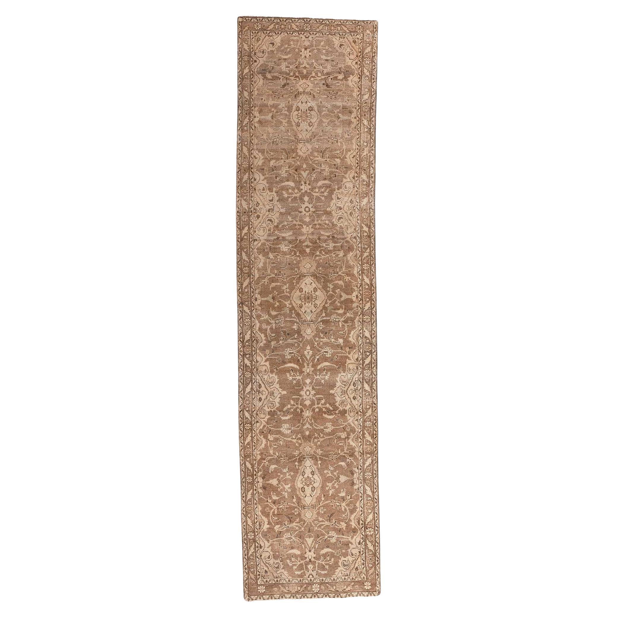 Distressed Vintage Warm Earth-Tone Persian Hamadan Carpet