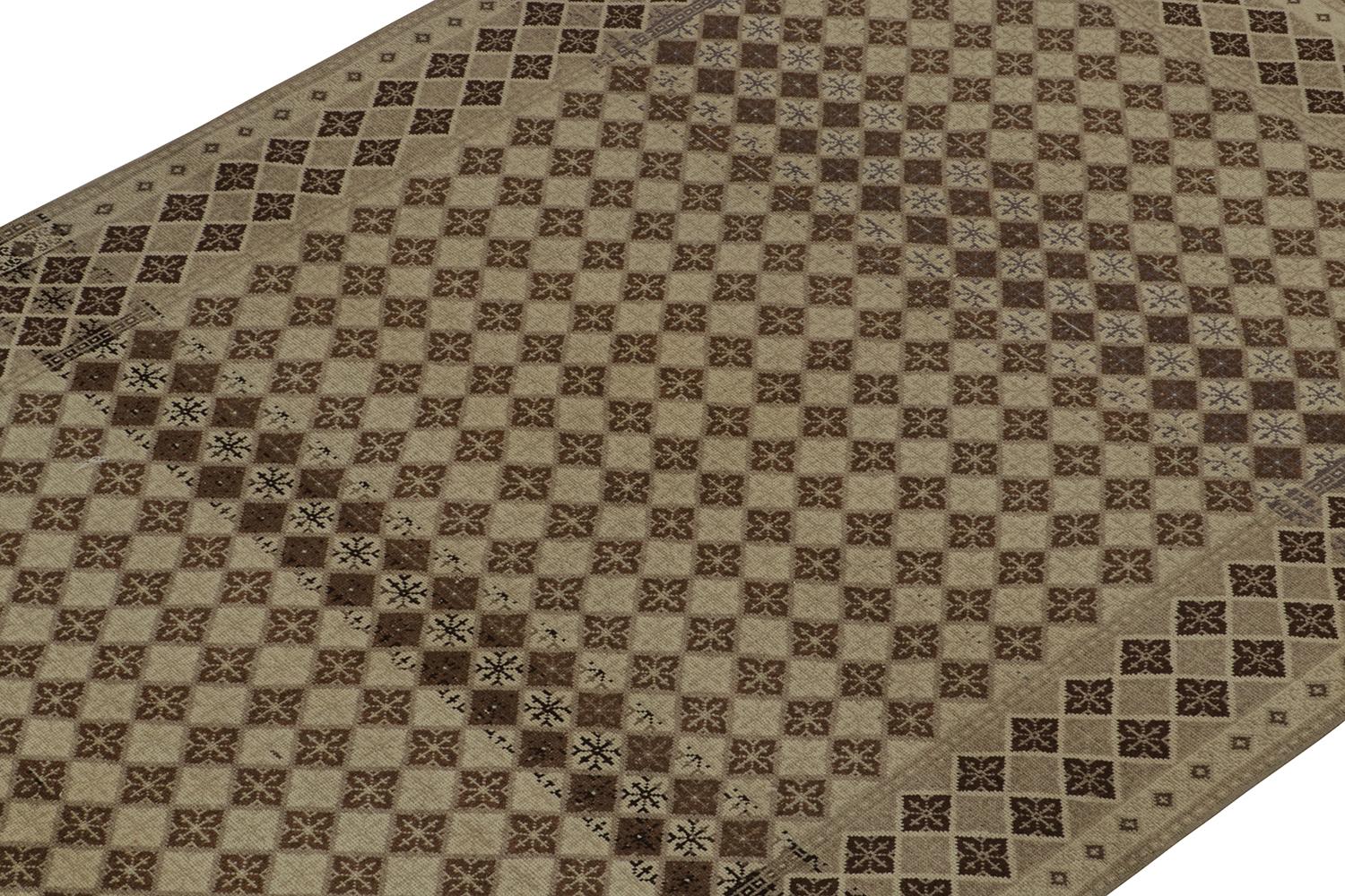 Turco Tappeto Zeki Muren vintage con motivo beige e marrone, di Rug & Kilim in vendita
