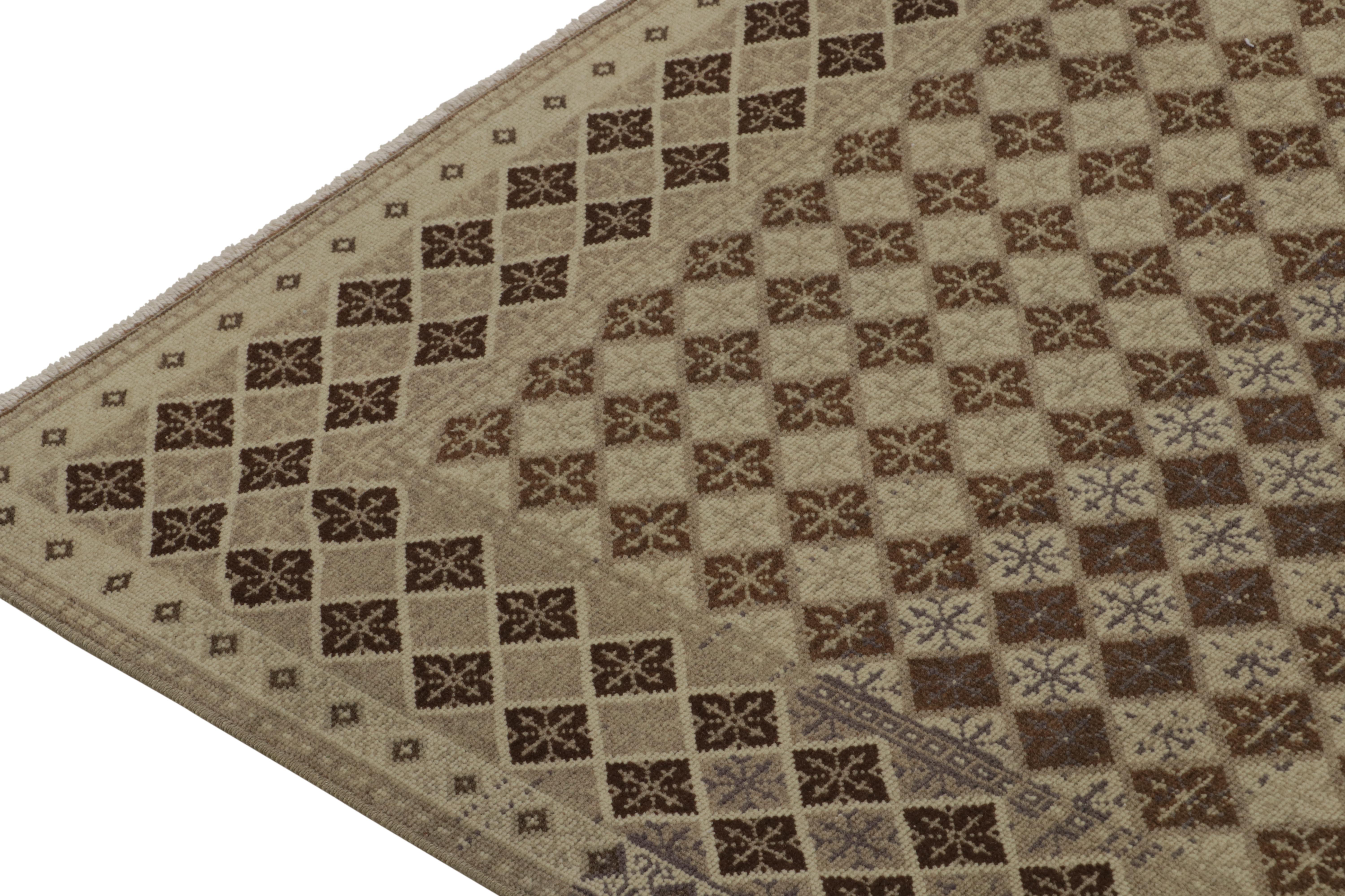 Annodato a mano Tappeto Zeki Muren vintage con motivo beige e marrone, di Rug & Kilim in vendita