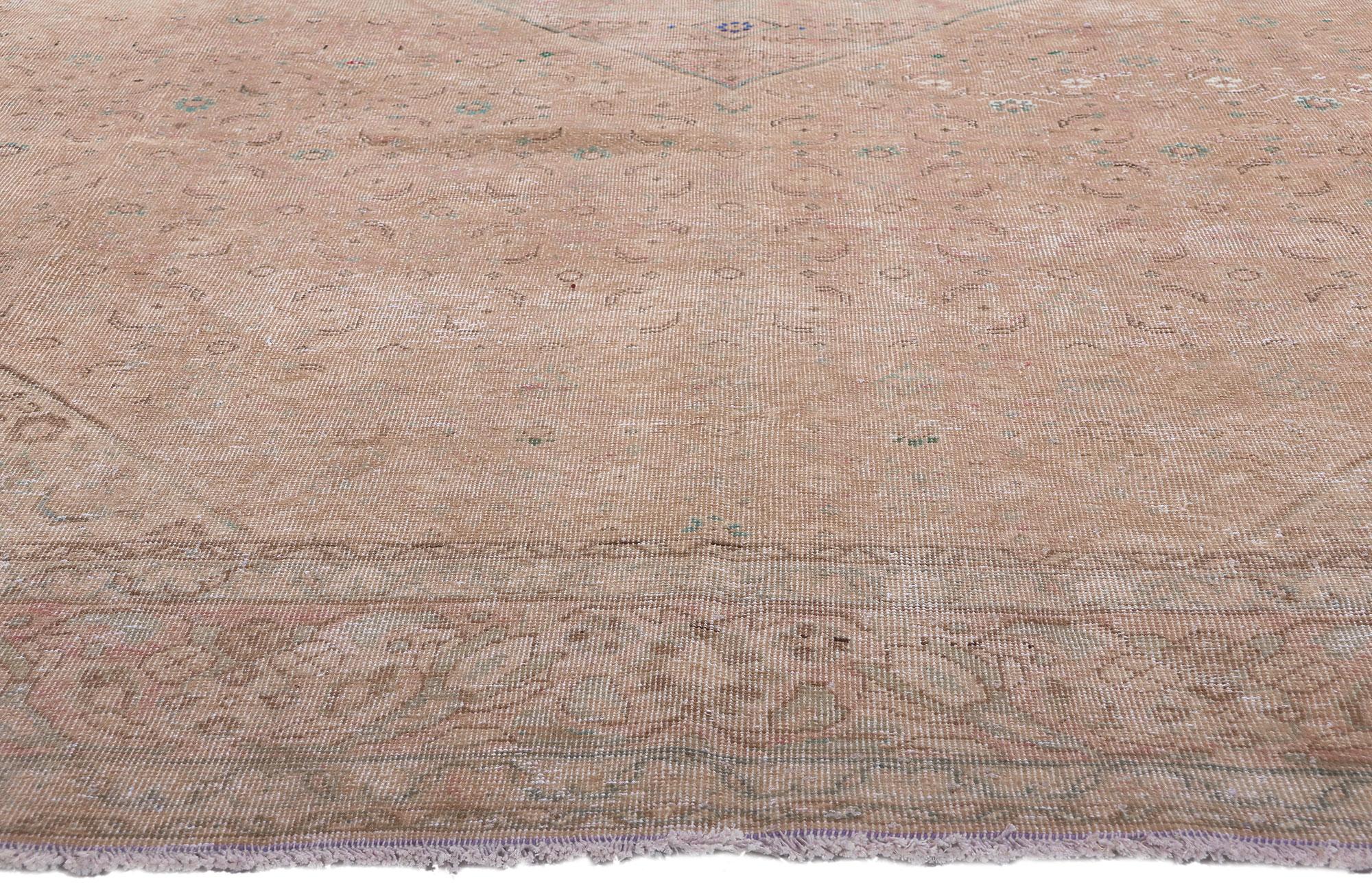 Hand-Knotted Distressed Warm Earth-Tone Antique Persian Mahal Rug, 08'04 x 12'03 For Sale