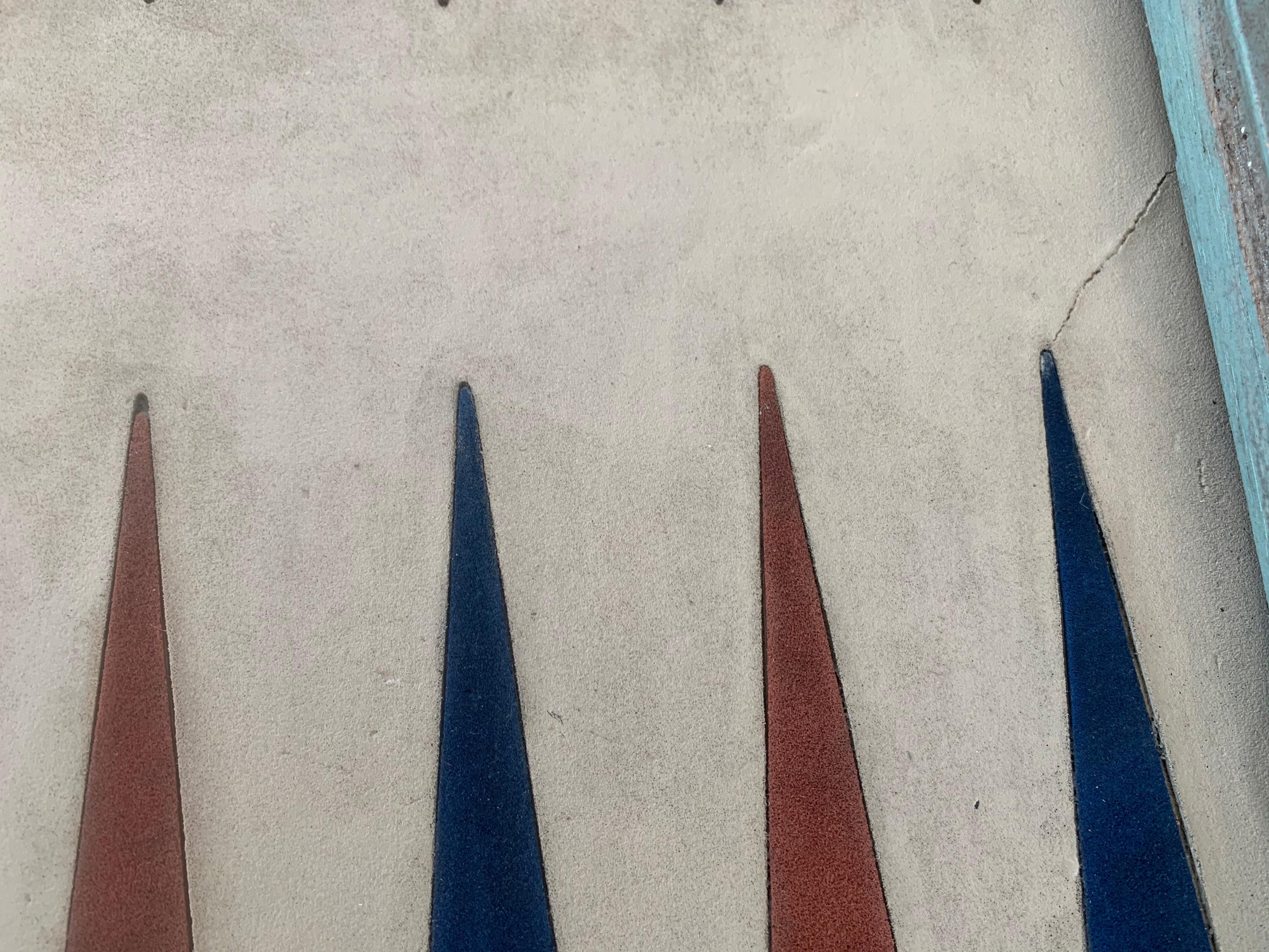 Distressed Wood and Suede Backgammon Table 4