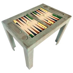 Backgammon-Tisch aus Holz und Wildleder