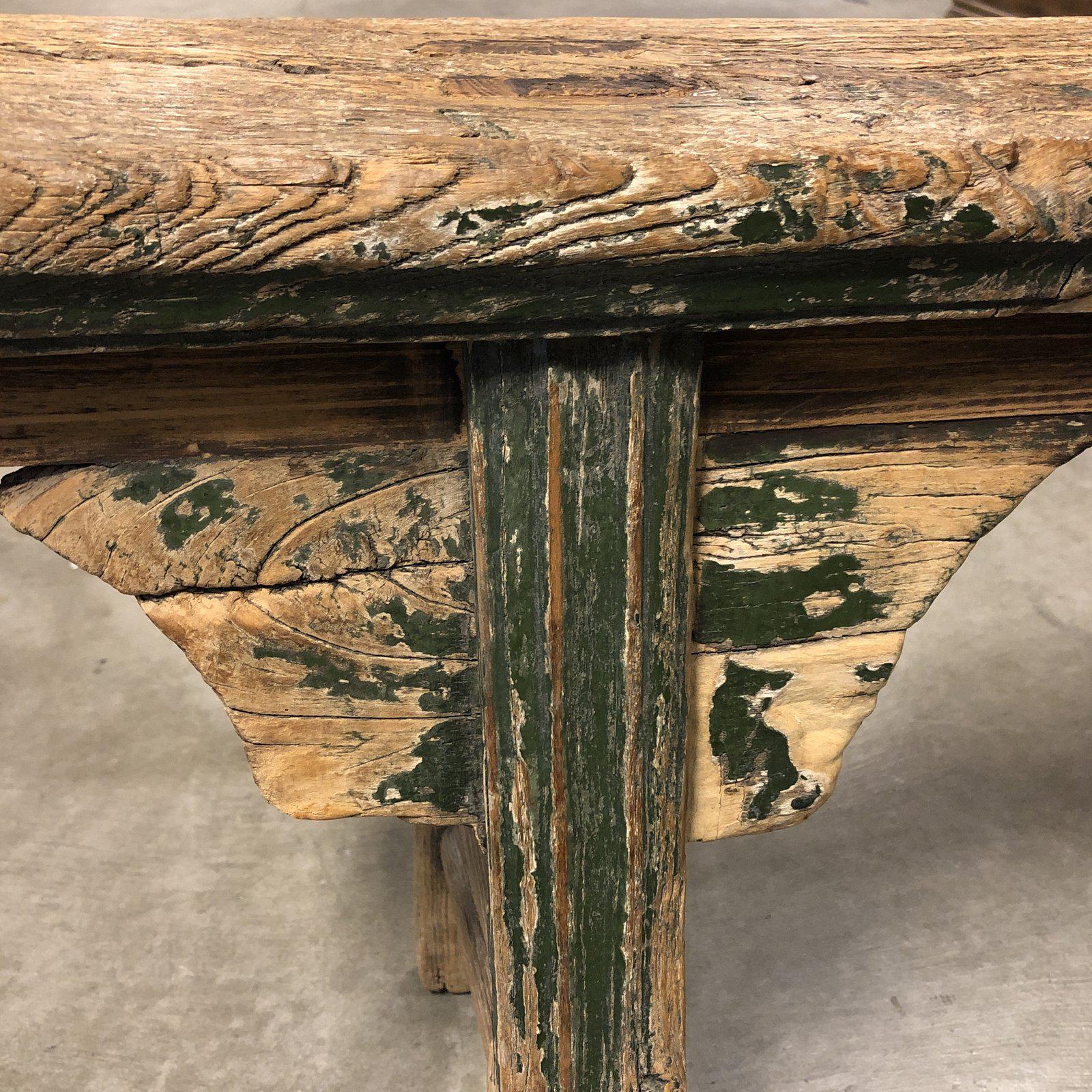 20th Century Distressed Wood Asian Bench For Sale