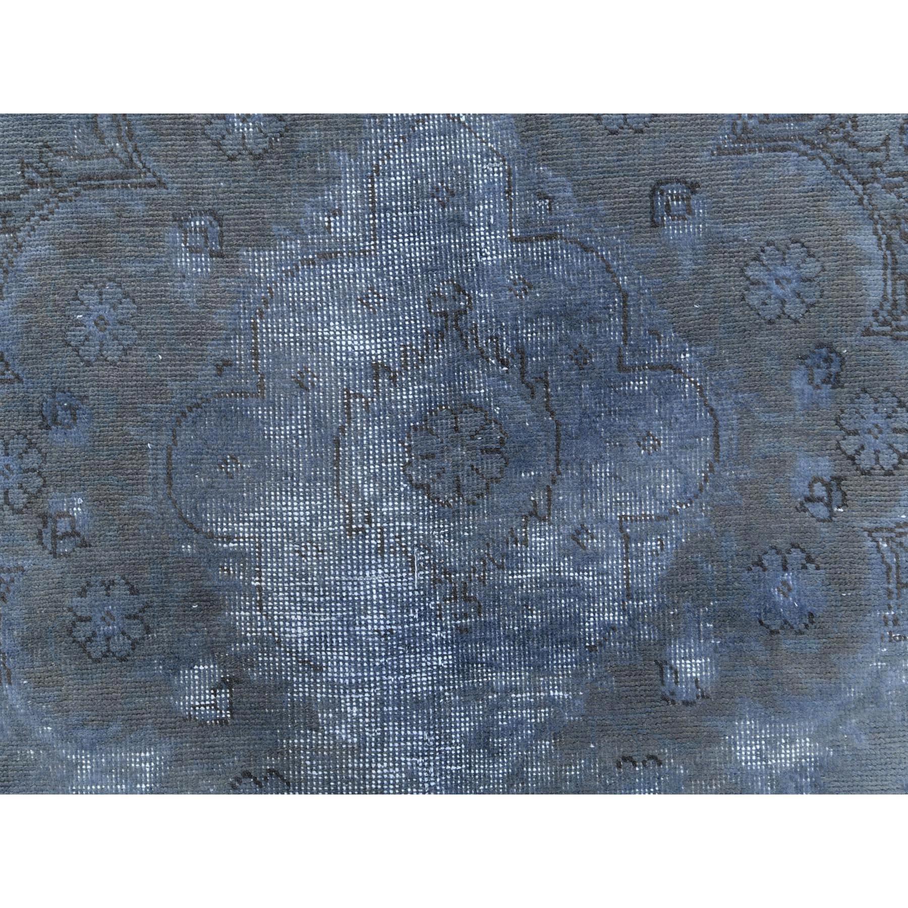 Distressed Worn Wool Hand Knotted Gray Vintage Overdyed Persian Tabriz Rug For Sale 4