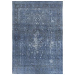 Handgeknüpfter grauer überzogener persischer Täbris-Teppich aus Wolle im Used-Stil im Used-Look