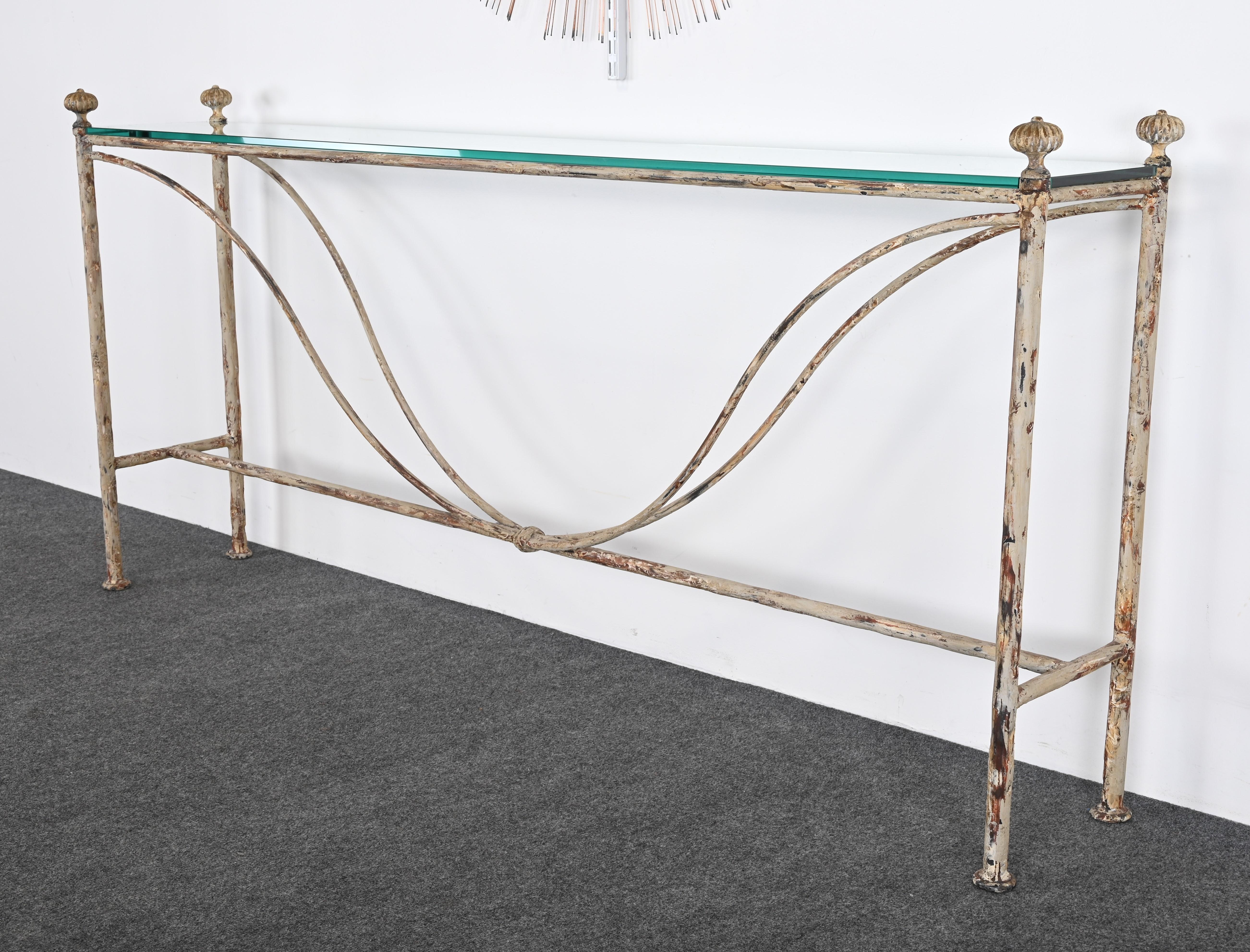 Distressed Wrought Iron Console Table by Niermann Weeks, 20th Century 1