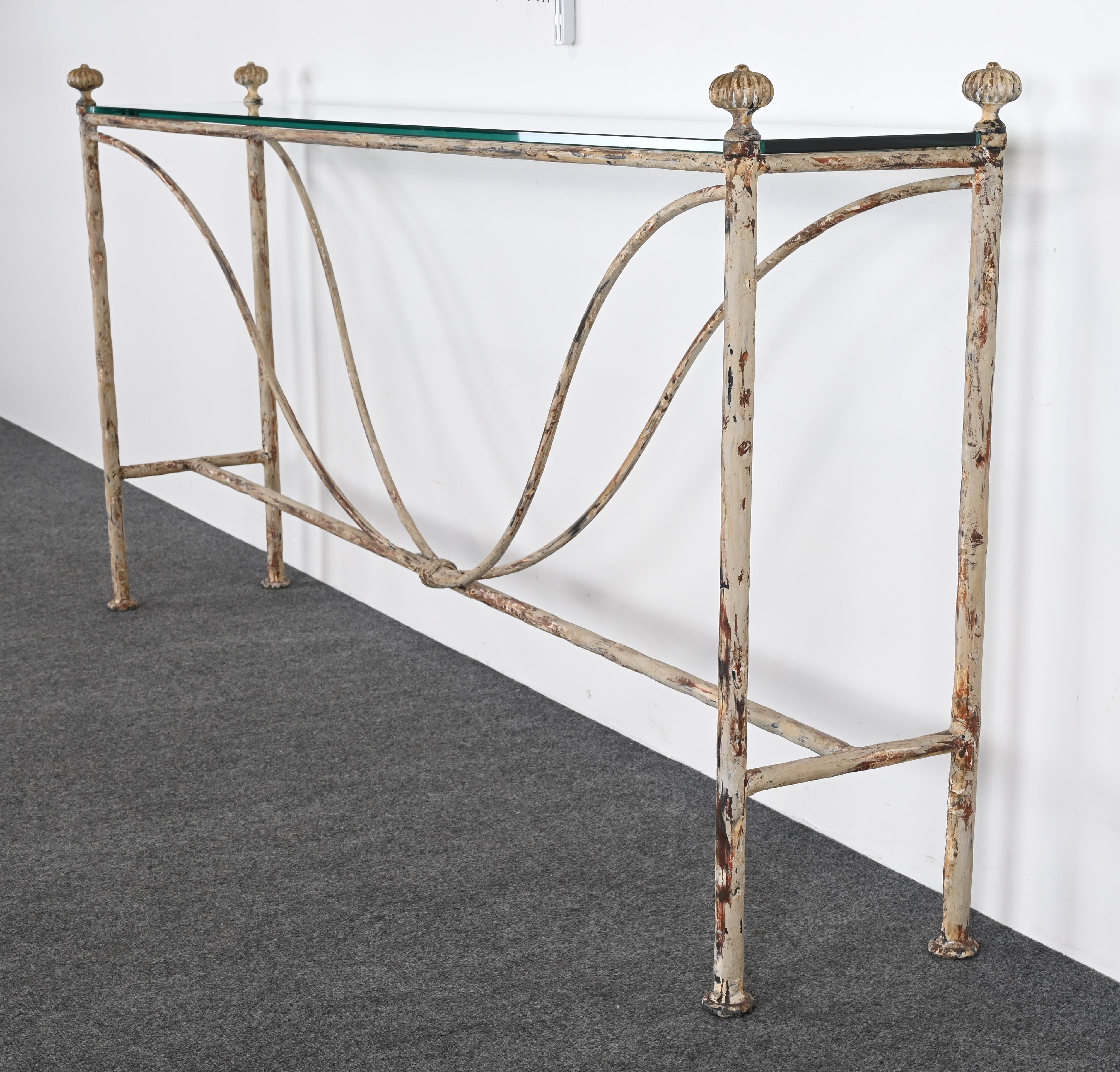 Distressed Wrought Iron Console Table by Niermann Weeks, 20th Century 2