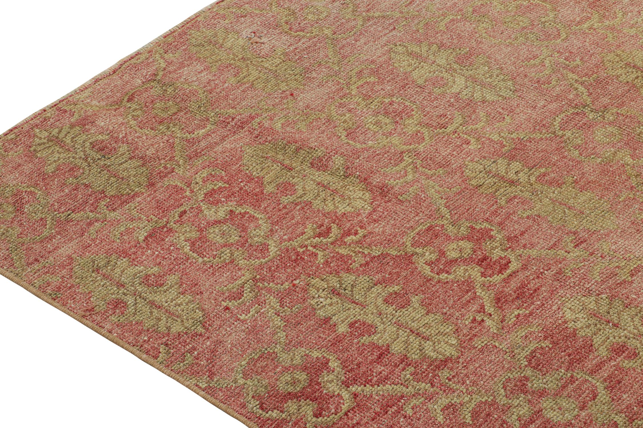 Hand-Knotted Distressed Zeki Müren Rug in Red with Trellis Pattern, by Rug & Kilim For Sale