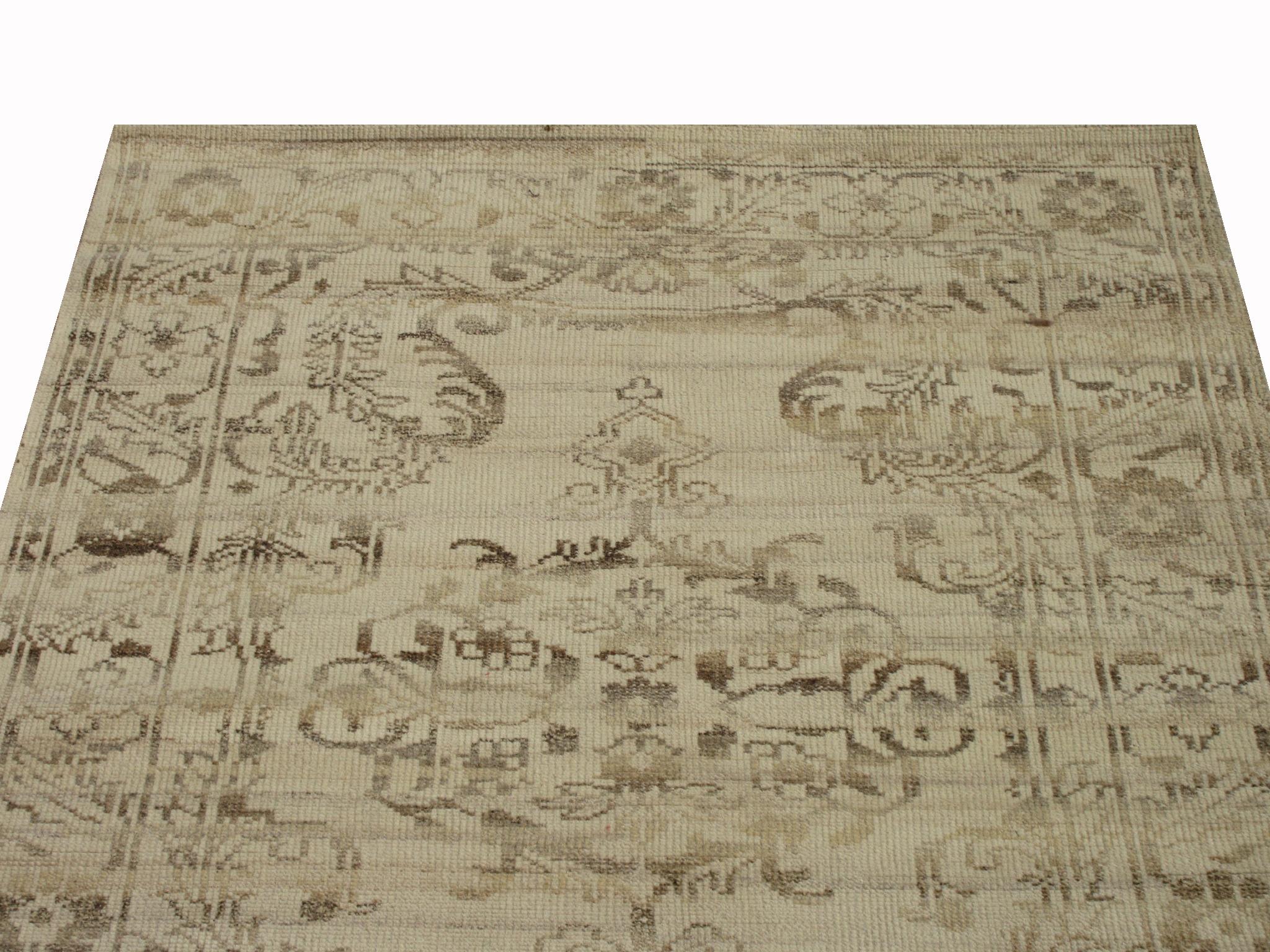 Hand-Knotted Distressed Zero Pile Oushak For Sale