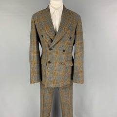 DISTRICT by UNITED ARROWS Größe 36 Grauer senffarbener Anzug aus Wolle mit Spitzenrevers