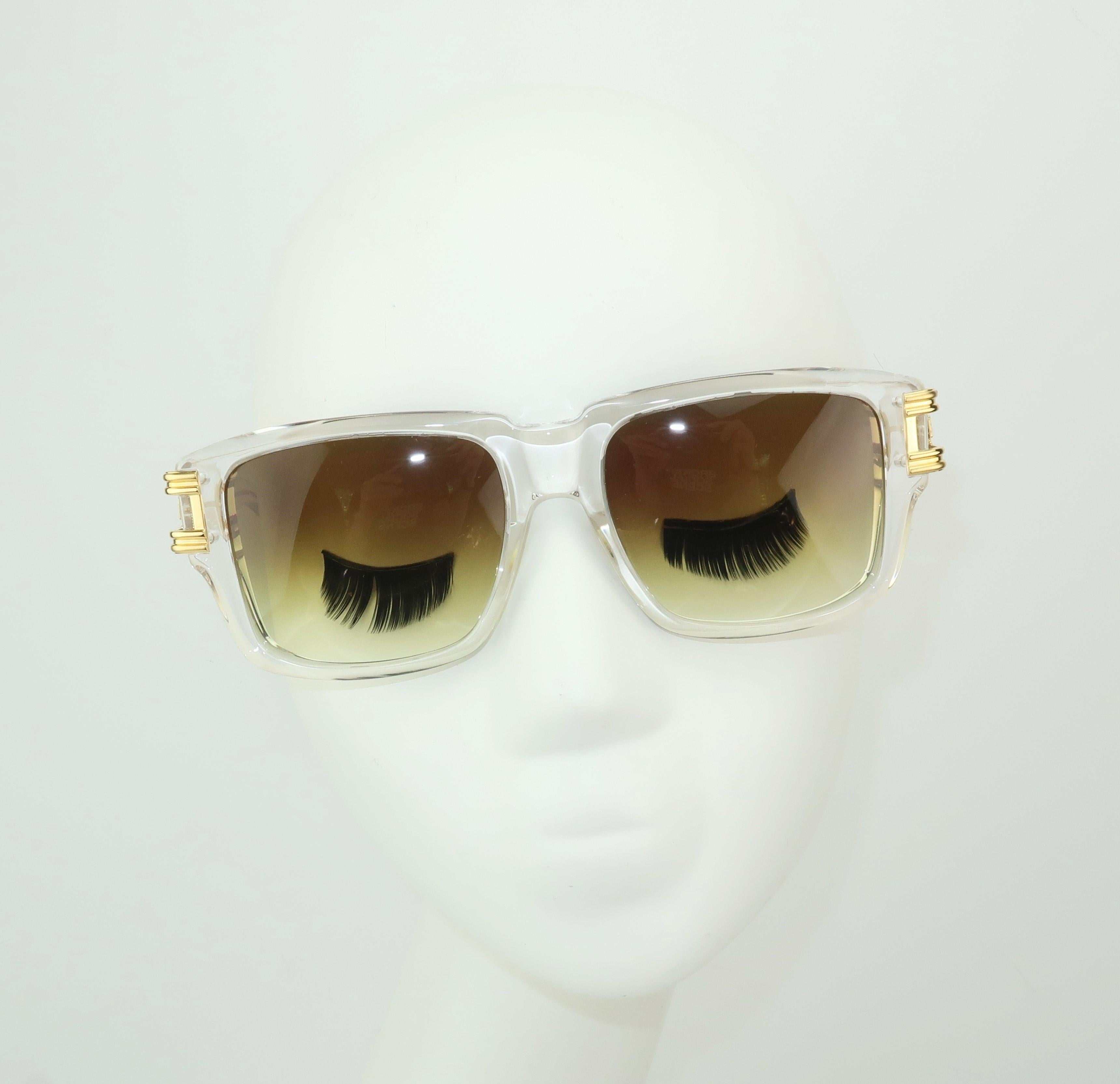 Black Dita Grandmaster Clear & Gold Sunglasses With Gradient Lenses
