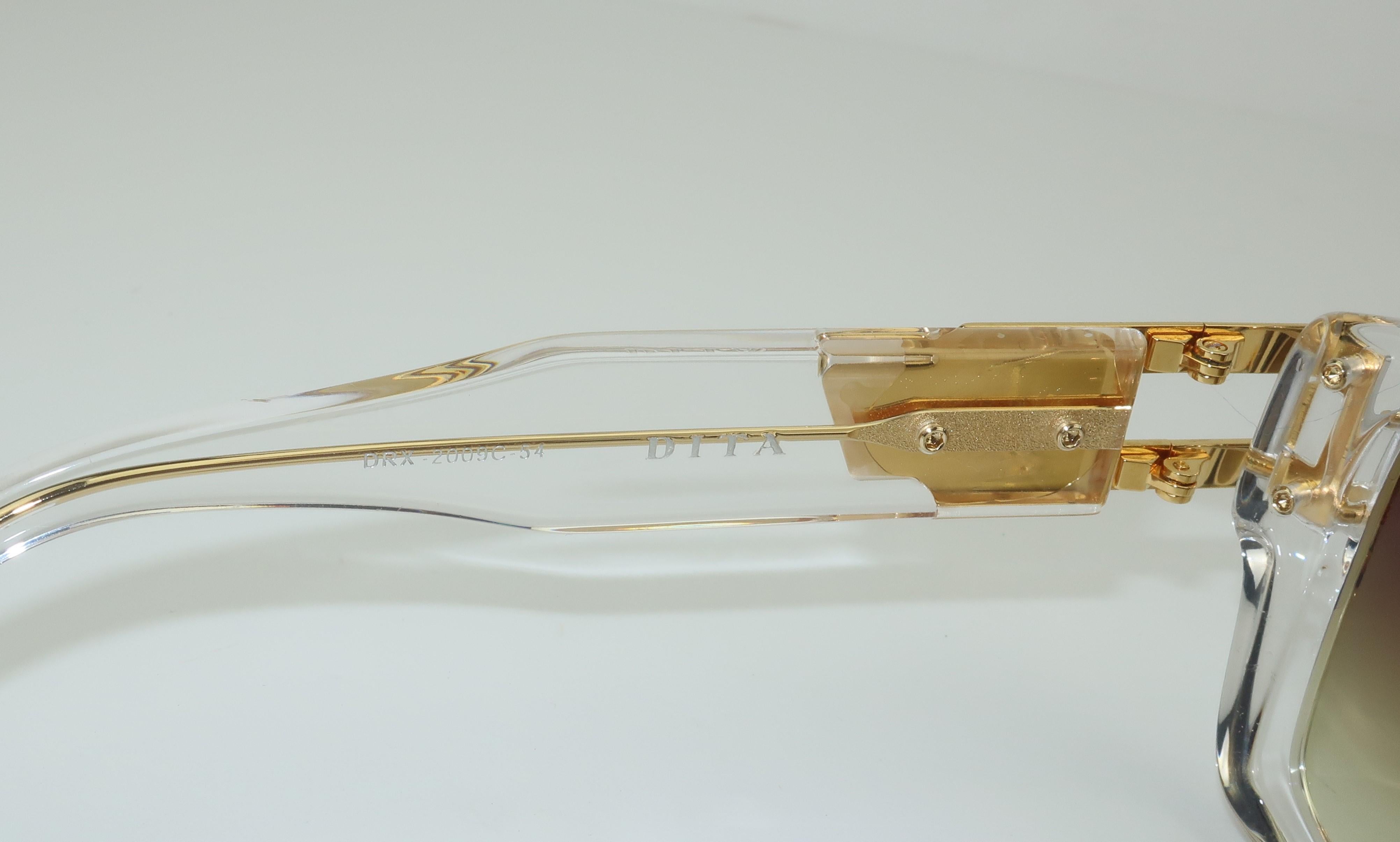 Dita Grandmaster Clear & Gold Sunglasses With Gradient Lenses 1