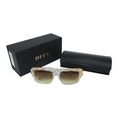 Used Dita Grandmaster Clear & Gold Sunglasses With Gradient Lenses