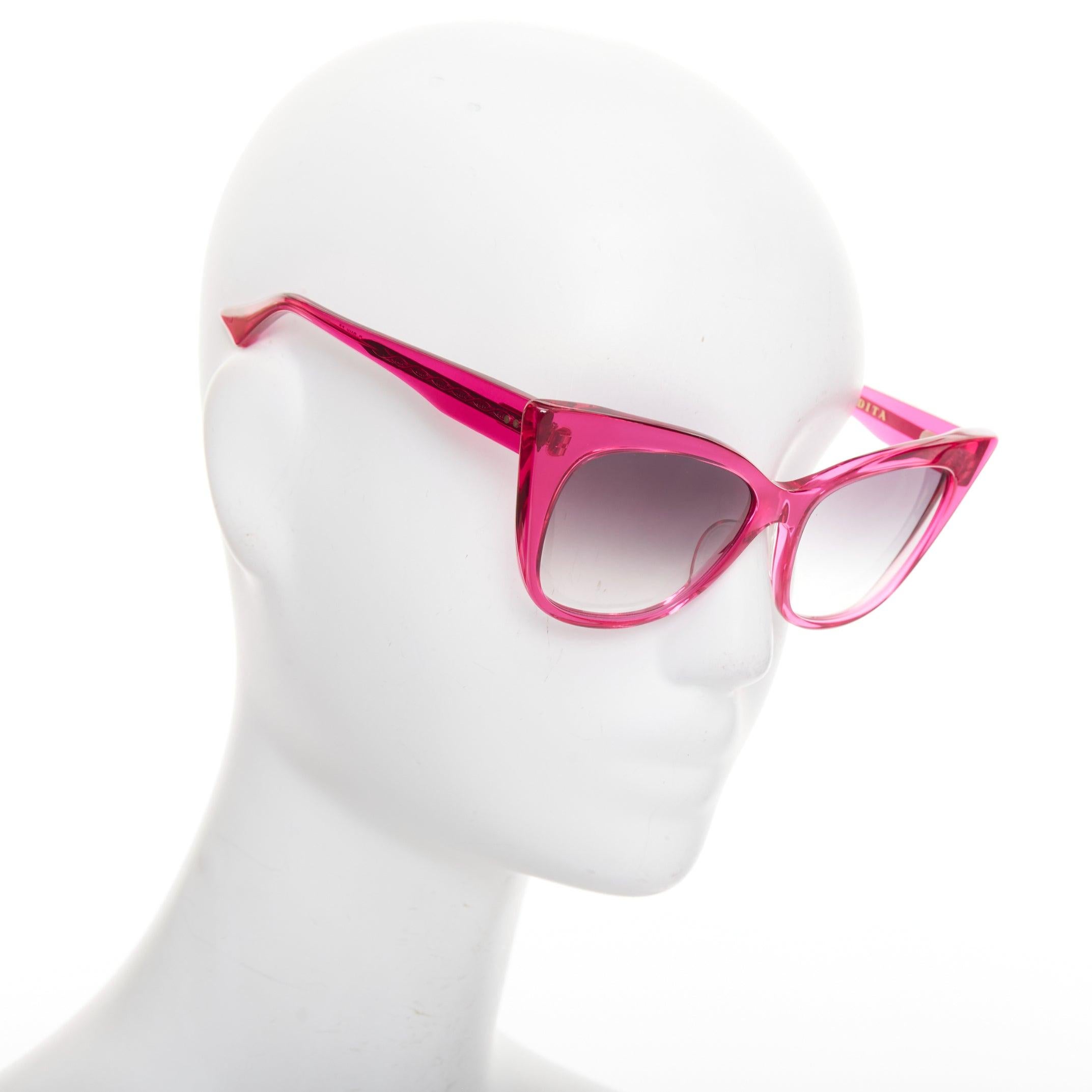 Gray DITA Magnifique pink acetate cateye vintage glam sunglasses For Sale