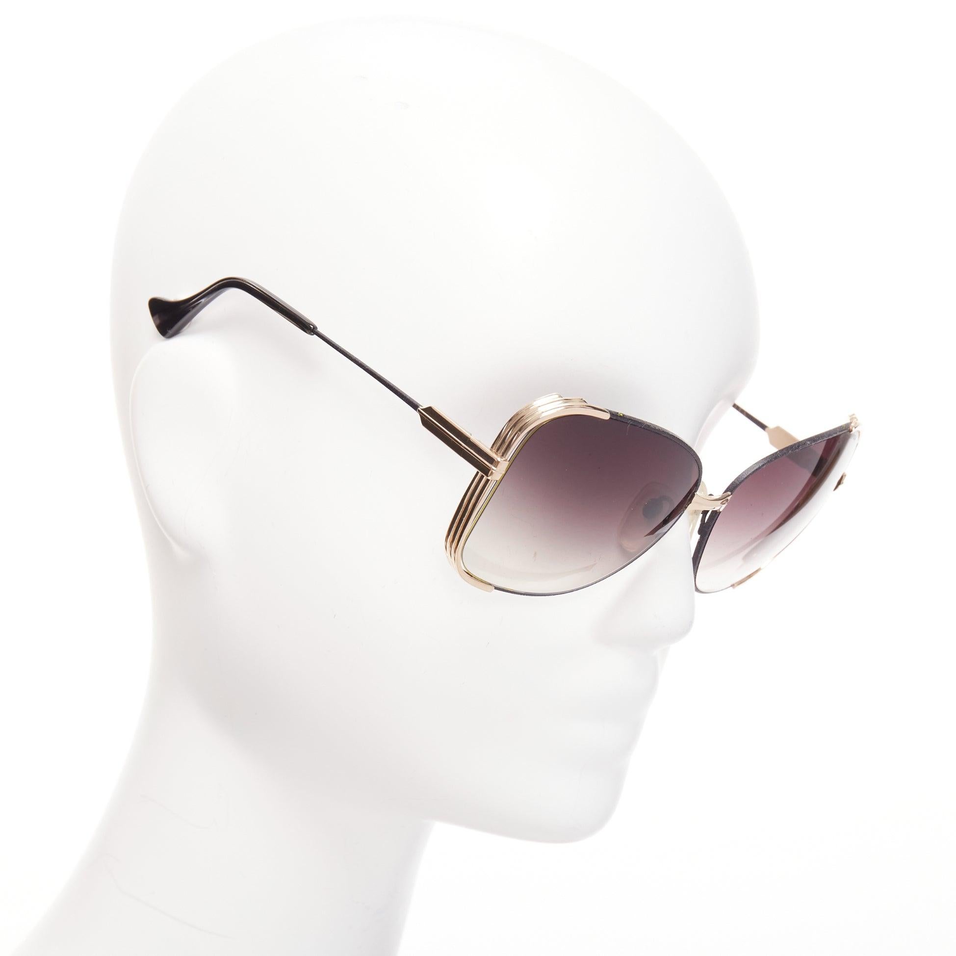 DITA Mariposa schwarz gold metallic Seiten Rahmen Logo Ende Schmetterling Sonnenbrille (Grau) im Angebot