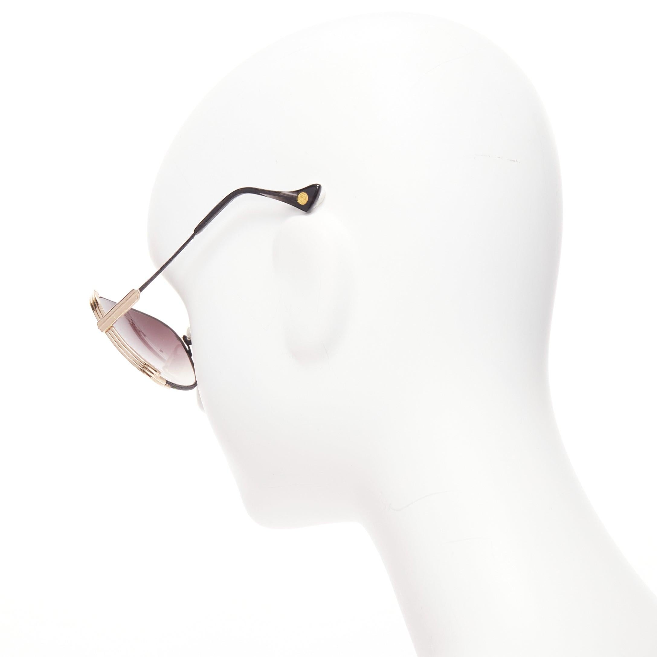DITA Mariposa schwarz gold metallic Seiten Rahmen Logo Ende Schmetterling Sonnenbrille Damen im Angebot