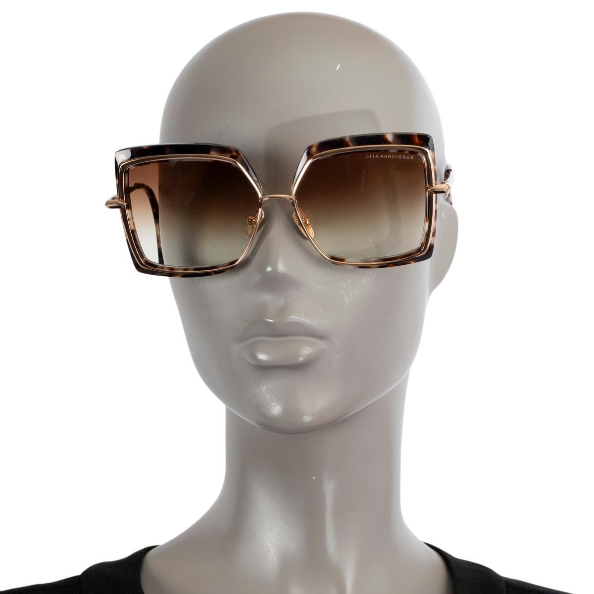 DITA tortoise & rose gold  NARCISSUS Square Sunglasses DTS503-58-02 In Excellent Condition For Sale In Zürich, CH