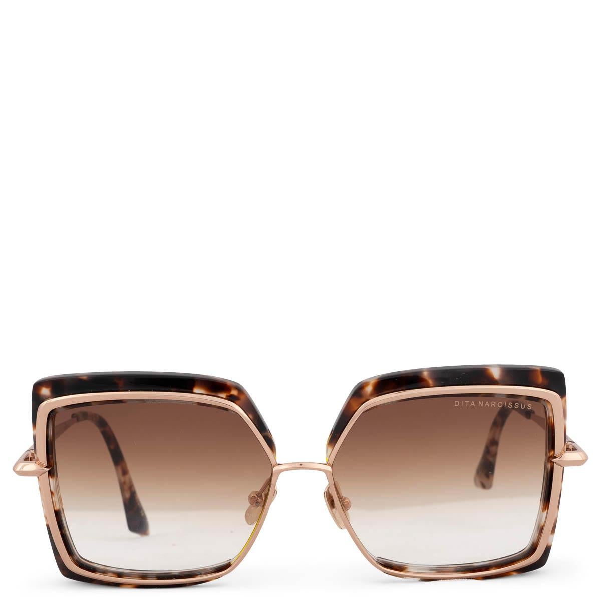 DITA tortoise & rose gold  NARCISSUS Square Sunglasses DTS503-58-02 For Sale