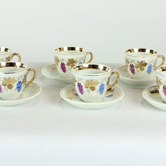 Ditmar Urbach Coffee Or Tea Porcelain Set Of 6 Cups, 1940s