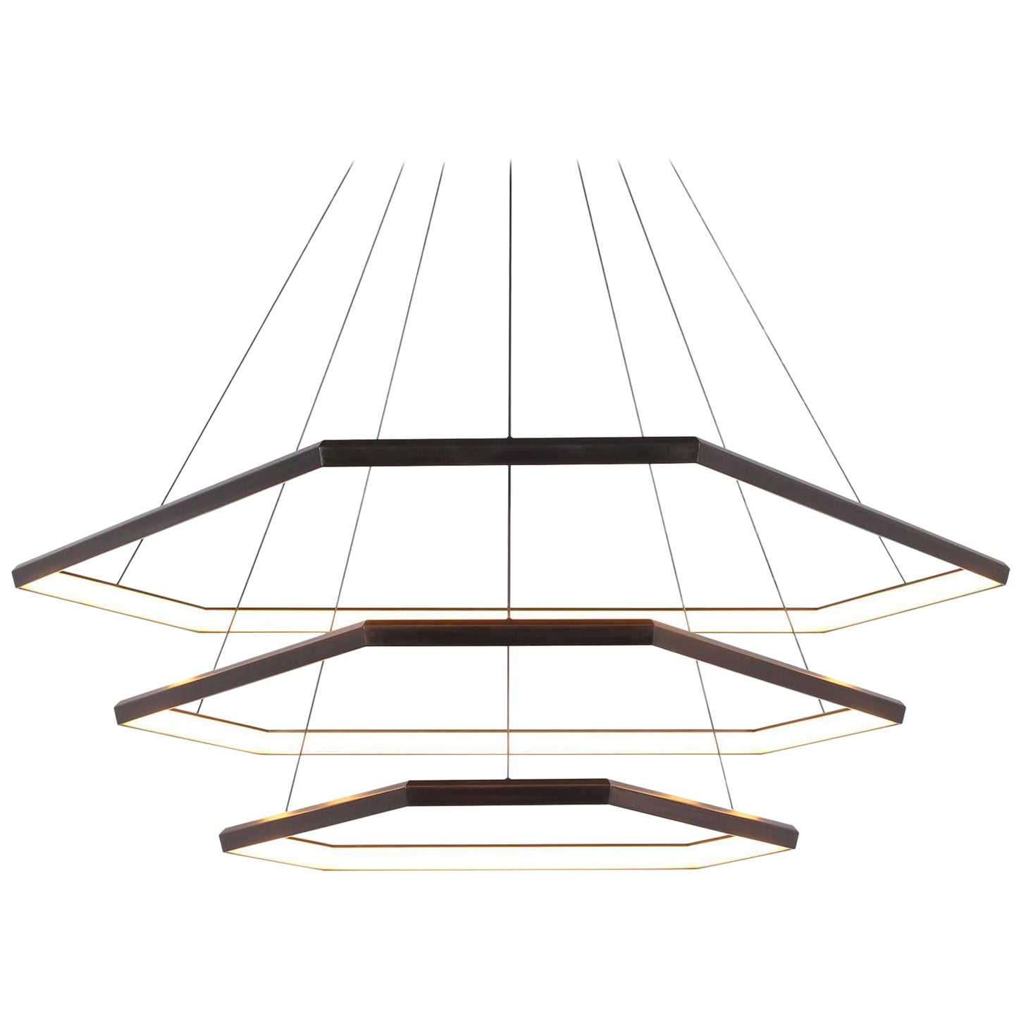 Ditri Cascade III DXC52, Hexagon Modern Triple Tier Chandelier Light Fixture