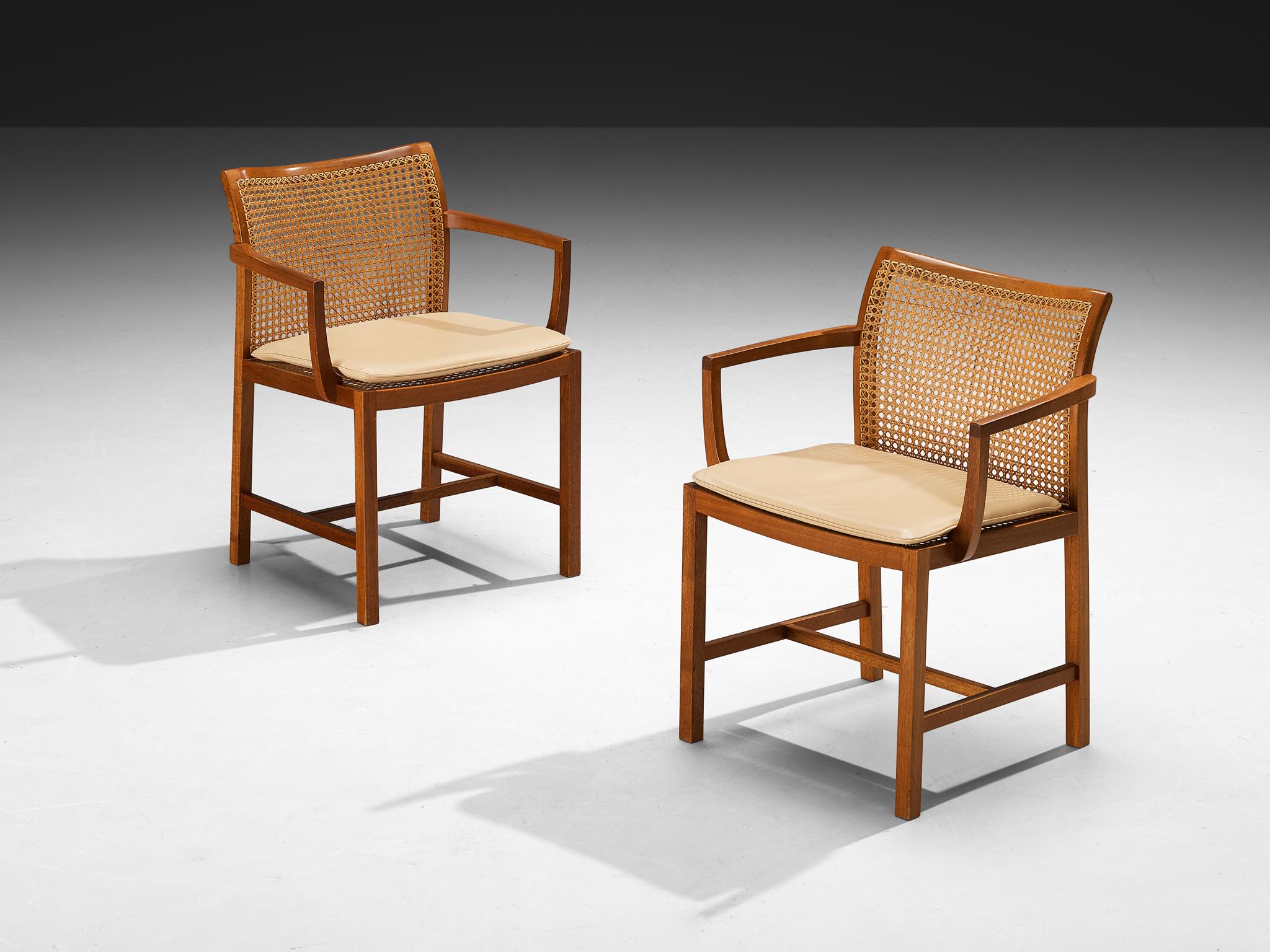 Danish Ditte & Adrian Heath for Søren Horn Set of Ten Armchairs in Mahogany Cane