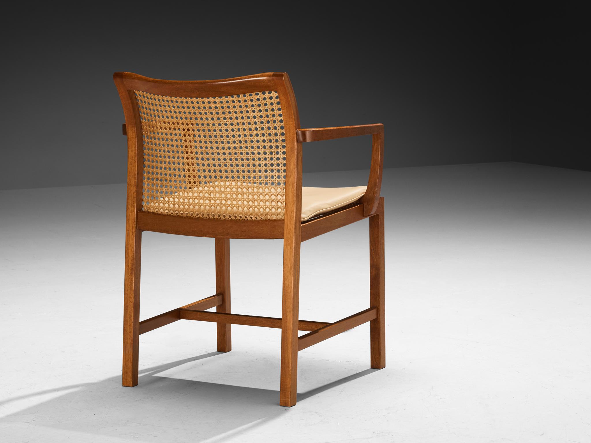 Ditte & Adrian Heath for Søren Horn Set of Ten Armchairs in Mahogany Cane In Good Condition In Waalwijk, NL