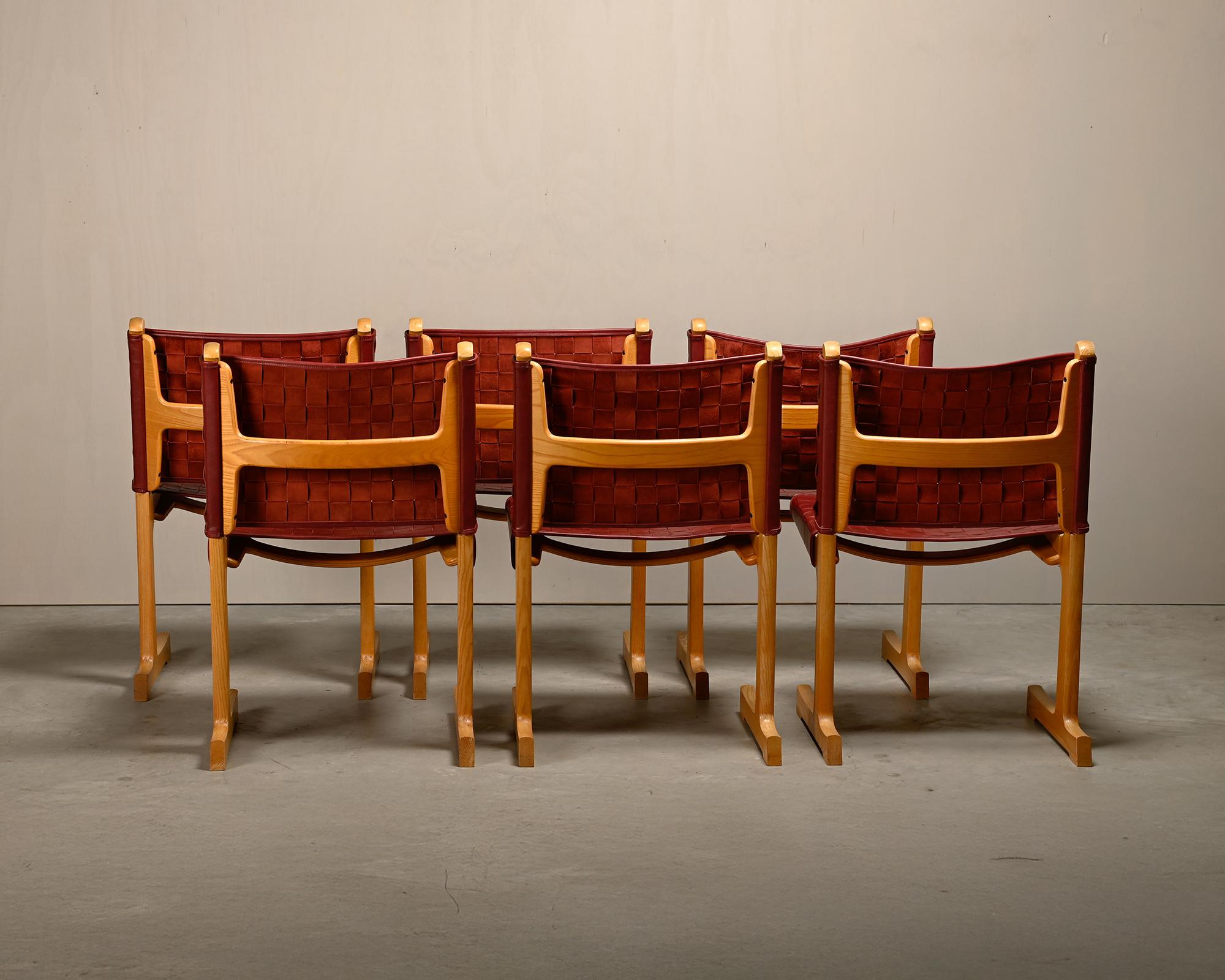 Danish Ditte & Adrian Heath cantilever Dining Chairs in Ash and Leather, France & Søn