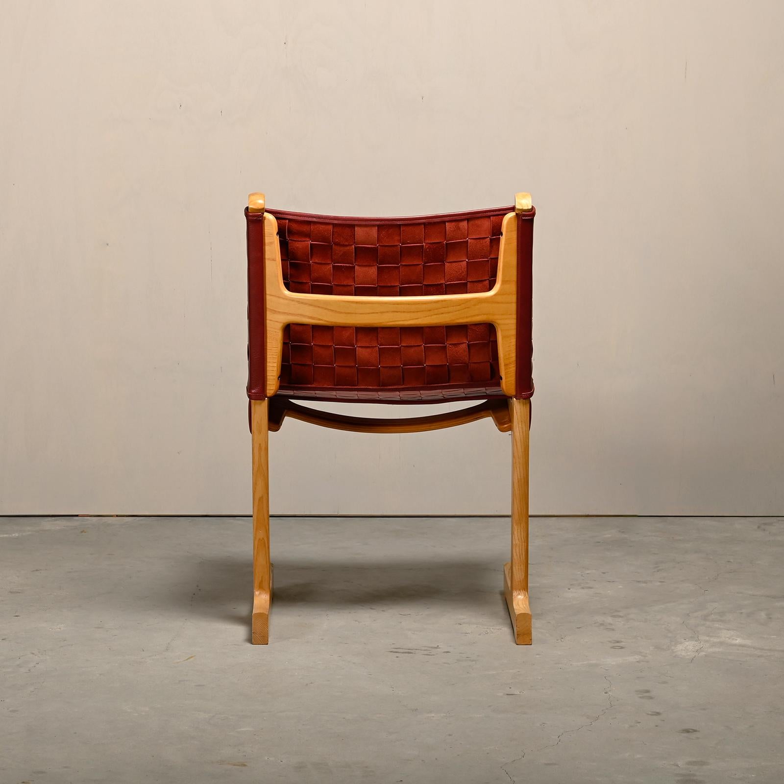 Ditte & Adrian Heath cantilever Dining Chairs in Ash and Leather, France & Søn 1