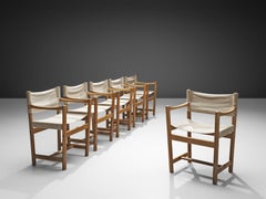 Ditte und Adrian Heath Sessel Sechs Sessel aus Segeltuch und Eiche:: 1960