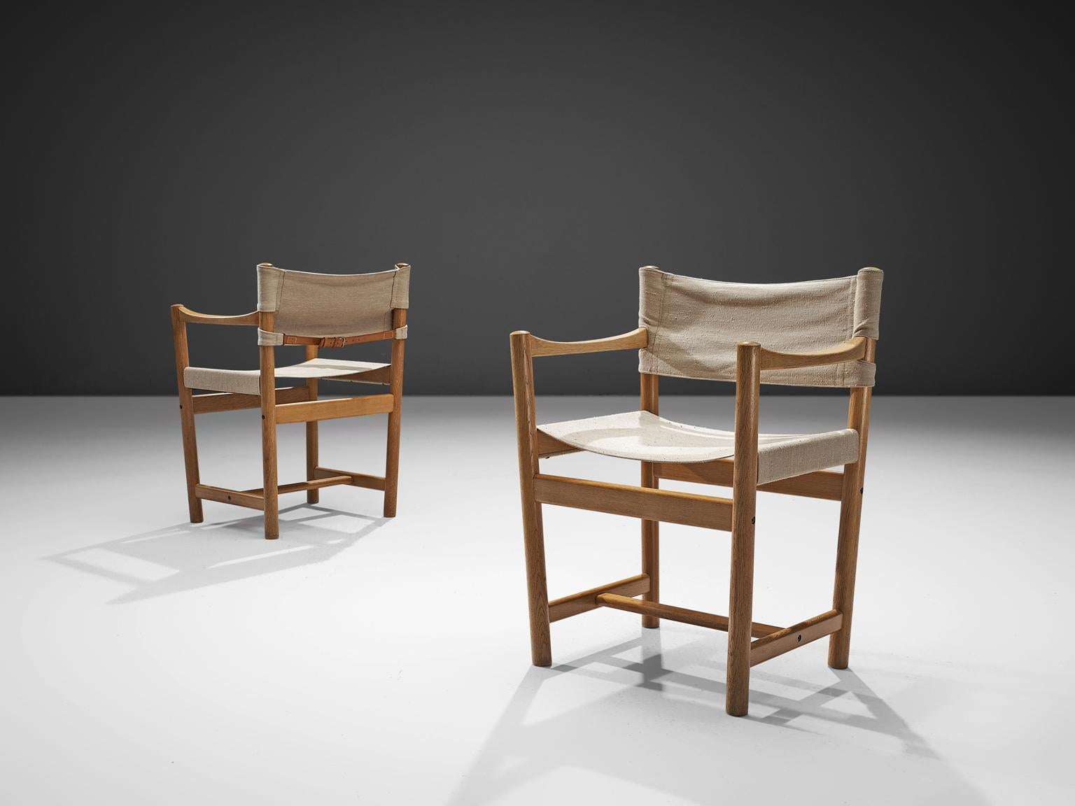 Danish Ditte and Adrian Heath Armchairs Six Armchairs in Canvas and Oak, 1960